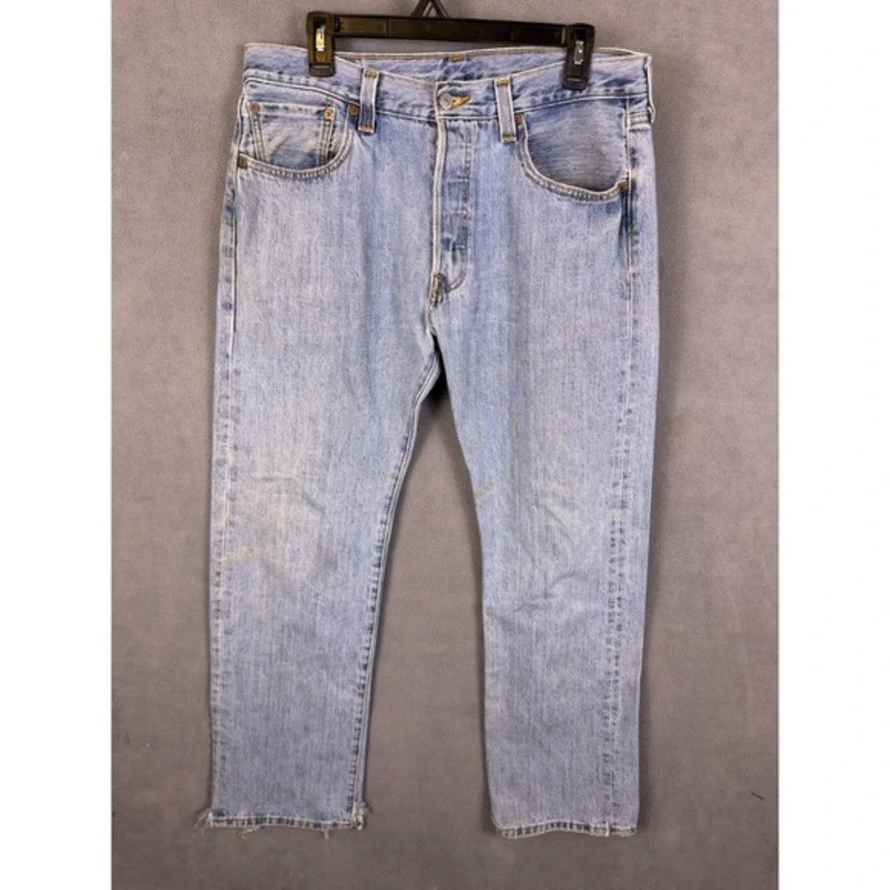 Vintage Levis 501 XX Denim‎ Jeans 38x32 Button Fly Light Wash Denim Read!